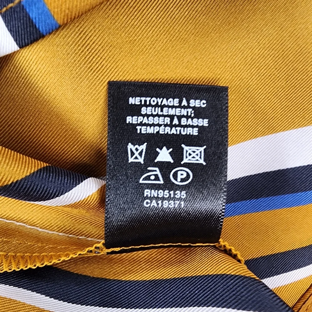 Lafayette 148 New York Womens  Adela Silk Blouse, Gold/White/Blue - Picture 7 of 10